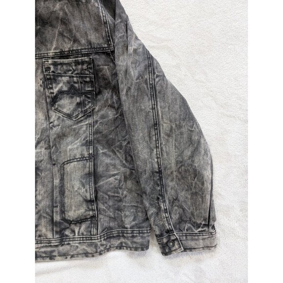 Mens RocaWear Denium Size 48 Black Grey Jacket Distressed Vintage RARE - Picture 5 of 15